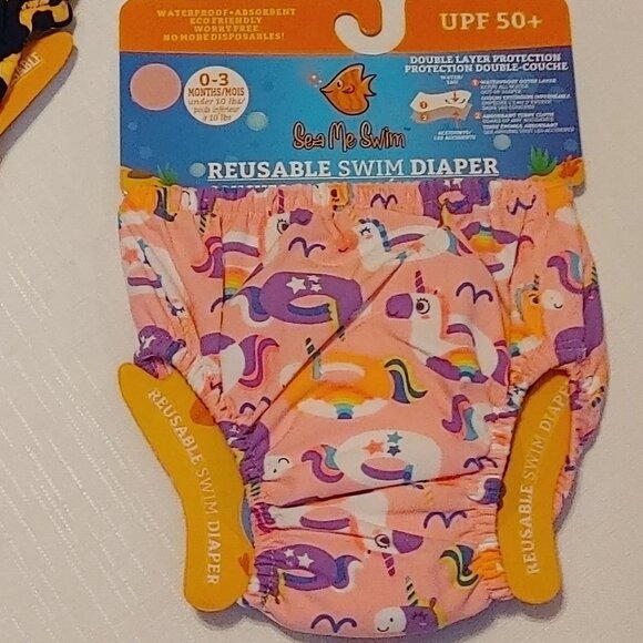 Sea Me Swim Reusable Swim Diapers CUTE Unicorn Friendly Octopus Lot or 4 - Picture 2 of 4